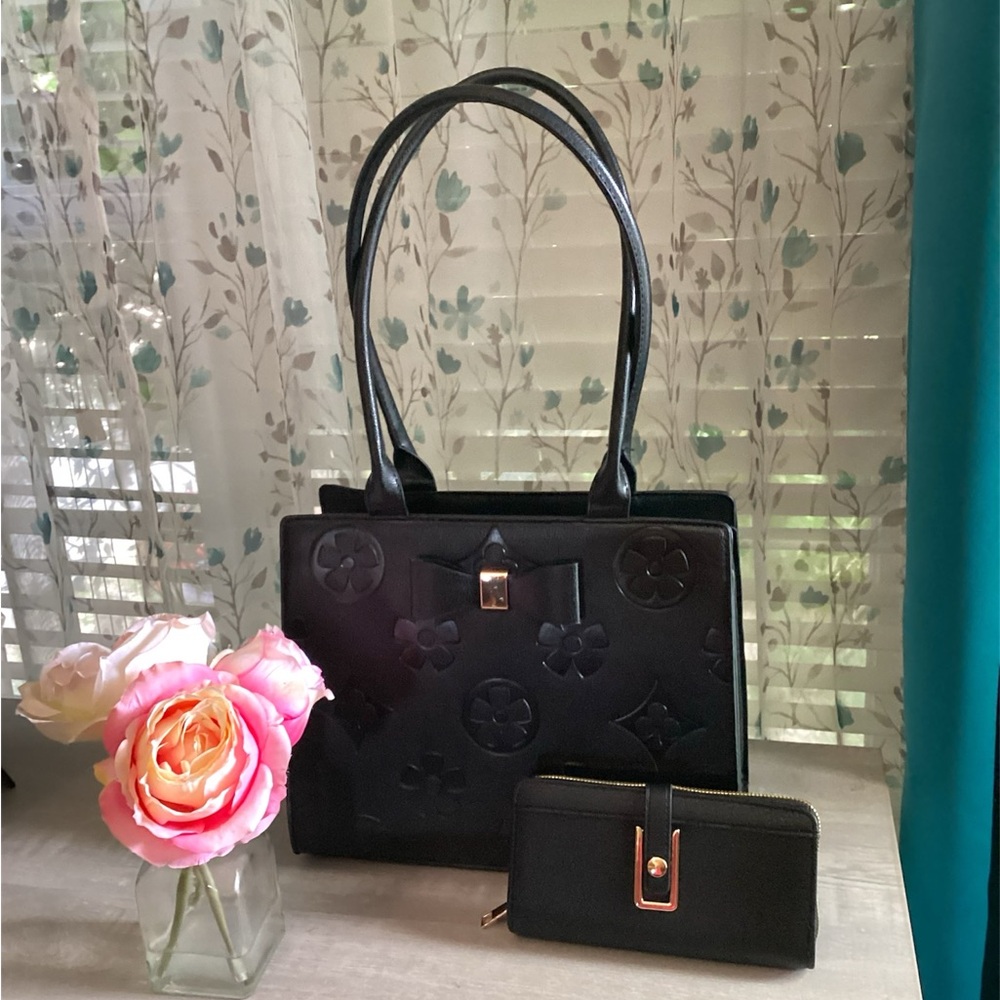 Fashion Black Shoulder Bag & Wallet Set